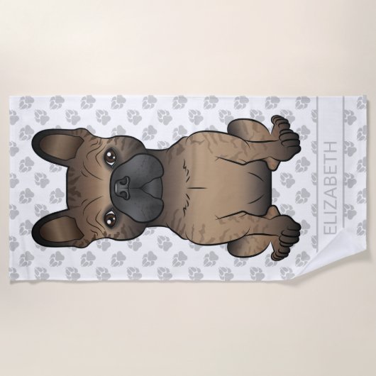 Französischer Bulldog / Niedlicher Hund und Name Strandtuch (Vorderseite)