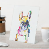 Französischer Bulldog Original Watercolor Hand Zei Sockelschild (In SItu)