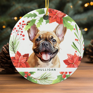 Französischer Bulldog Personalisiert Pet Hund Weih Keramik Ornament