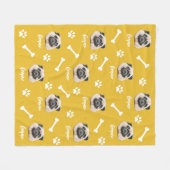 Französischer Bulldog, Personalisierter gelber Hun Fleecedecke (Vorderseite (Horizontal))