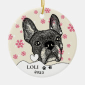 Französischer Bulldog Personalisierter Zeichn Keramik Ornament (Vorne)