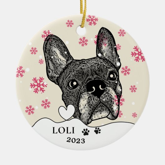 Französischer Bulldog Personalisierter Zeichn Keramik Ornament (Vorne)