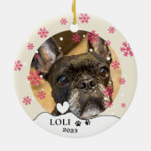 Französischer Bulldog Personalisierter Zeichn Keramik Ornament (Hinten)