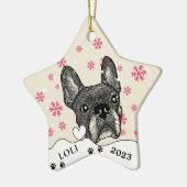 Französischer Bulldog Personalisierter Zeichn Keramik Ornament (Links)