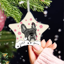 Französischer Bulldog Personalisierter Zeichn Keramik Ornament