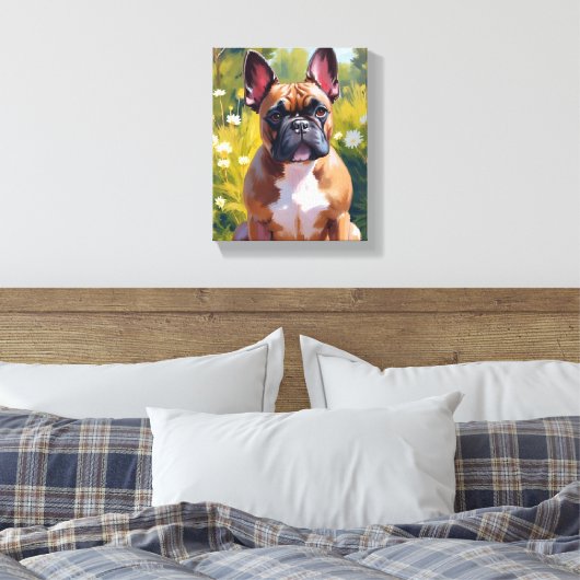 Französischer Bulldog Pet Malerei Hund Kunst Leinwanddruck (Insitu (Schlafzimmer))