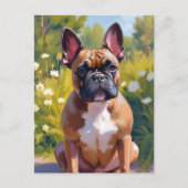 Französischer Bulldog Pet Malerei Hund Kunst Postkarte (Vorderseite)