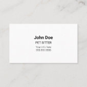 Französischer Bulldog Pet Sitter Visitenkarten Visitenkarte (Rückseite)