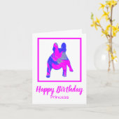 Französischer Bulldog Pink Silhouette Hund Funny C Karte (Gelbe Blume)