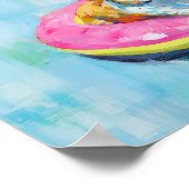 Französischer Bulldog Pool Float Art Print: Summer Poster (Ecke)