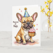 Französischer Bulldog "Powered by Nickerchens" Geb Karte (Gelbe Blume)