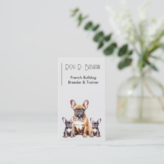 Französischer Bulldog QR Code Canine Visitenkarte (Stehend Vorderseite)