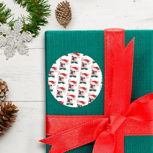 Französischer Bulldog-Rasse Weihnachtsgeburt Muste Runder Aufkleber