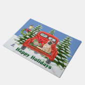 Französischer Bulldog Red Vintag Truck Familiennam Fußmatte (Schrägansicht)