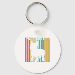 Französischer Bulldog Retro 1970er Geschenk für Ma Schlüsselanhänger