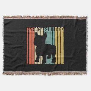 Französischer Bulldog Retro 1970er Hund Silhouette Decke