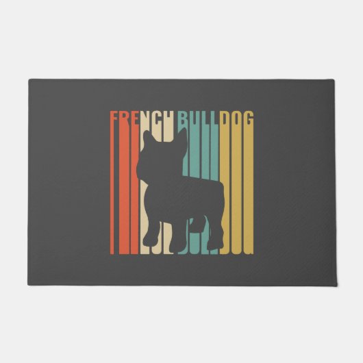 Französischer Bulldog Retro 1970er Hund Silhouette Fußmatte (Vorderseite)