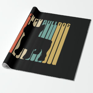 Französischer Bulldog Retro 1970er Hund Silhouette Geschenkpapier