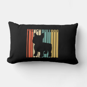 Französischer Bulldog Retro 1970er Hund Silhouette Lendenkissen