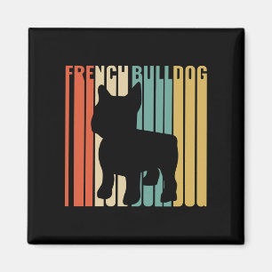 Französischer Bulldog Retro 1970er Hund Silhouette Magnet