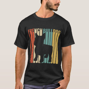 Französischer Bulldog Retro 1970er Hund Silhouette T-Shirt