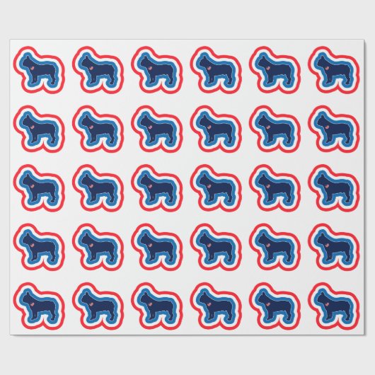 Französischer Bulldog Rot Weiß und Blau 4. Juli Geschenkpapier (Flach)