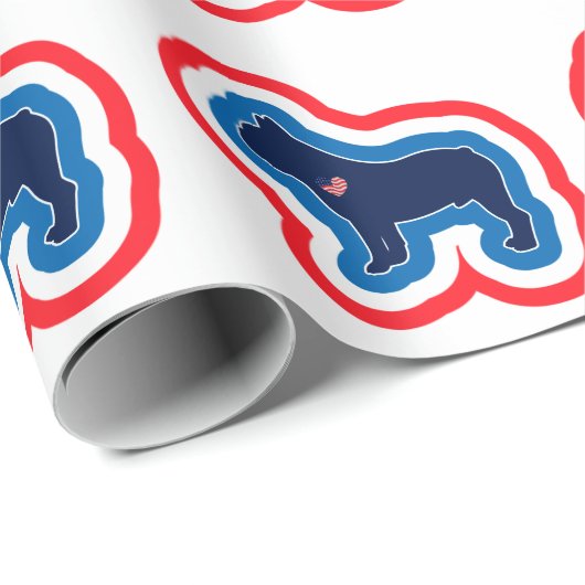 Französischer Bulldog Rot Weiß und Blau 4. Juli Geschenkpapier (Rolleneckpunkt)