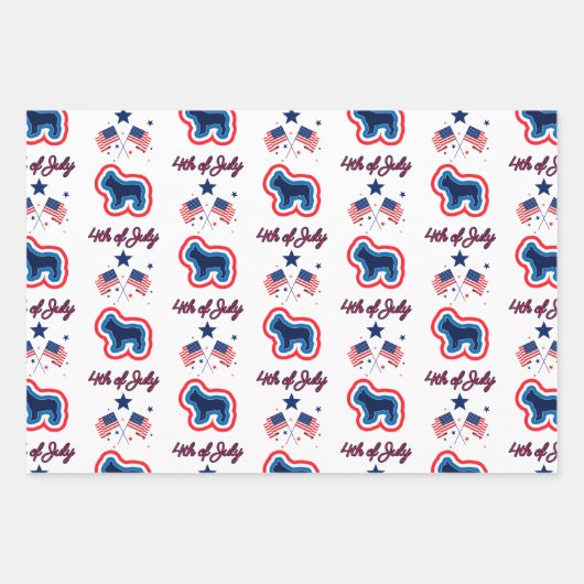 Französischer Bulldog Rot Weiß und Blau 4. Juli Geschenkpapier Set (Vorderseite 2)