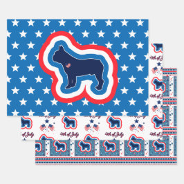 Französischer Bulldog Rot Weiß und Blau 4. Juli Geschenkpapier Set