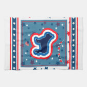 Französischer Bulldog Rot Weiß und Blau 4. Juli Geschirrtuch (Horizontal)