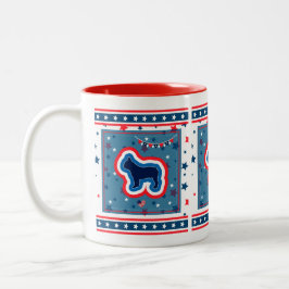 Französischer Bulldog Rot Weiß und Blau 4. Juli Zweifarbige Tasse