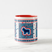 Französischer Bulldog Rot Weiß und Blau 4. Juli Zweifarbige Tasse (Mittel)