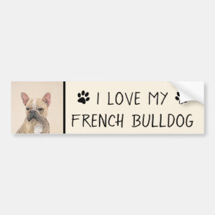 Französischer Bulldog (Sable) Gemälde - Niedlich O Autoaufkleber