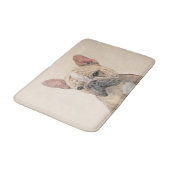 Französischer Bulldog (Sable) Gemälde - Niedlich O Badematte (Schrägansicht)