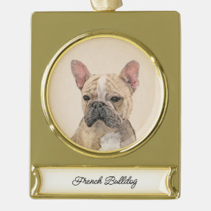 Französischer Bulldog (Sable) Gemälde - Niedlich O Banner-Ornament Gold