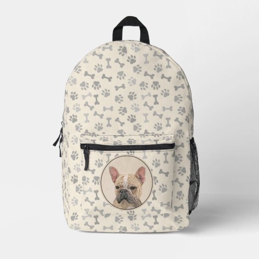 Französischer Bulldog (Sable) Gemälde - Niedlich O Bedruckter Rucksack (Vorderseite)