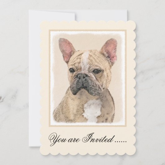 Französischer Bulldog (Sable) Gemälde - Niedlich O Einladung (Vorderseite)