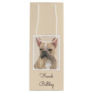 Französischer Bulldog (Sable) Gemälde - Niedlich O Geschenktüte Für Weinflaschen