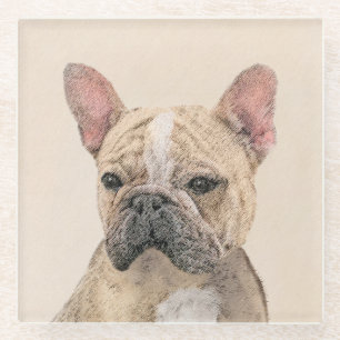 Französischer Bulldog (Sable) Gemälde - Niedlich O Glasuntersetzer
