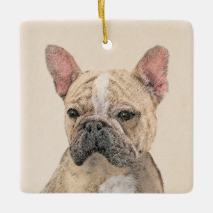Französischer Bulldog (Sable) Gemälde - Niedlich O Keramikornament