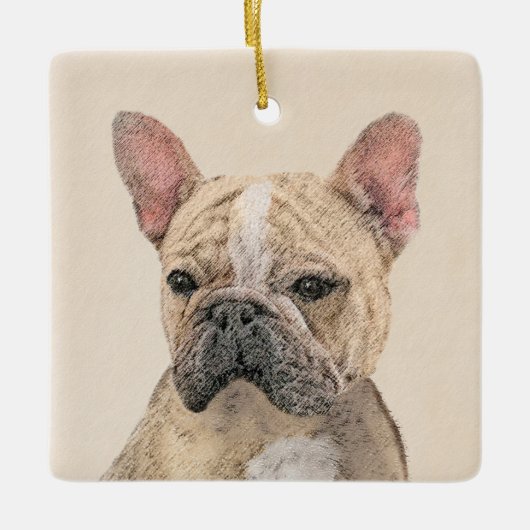 Französischer Bulldog (Sable) Gemälde - Niedlich O Keramikornament (Vorderseite)