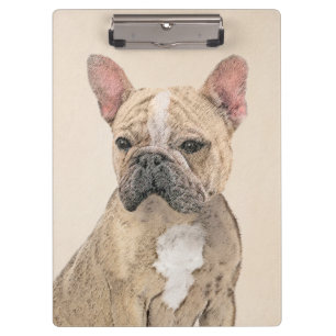 Französischer Bulldog (Sable) Gemälde - Niedlich O Klemmbrett