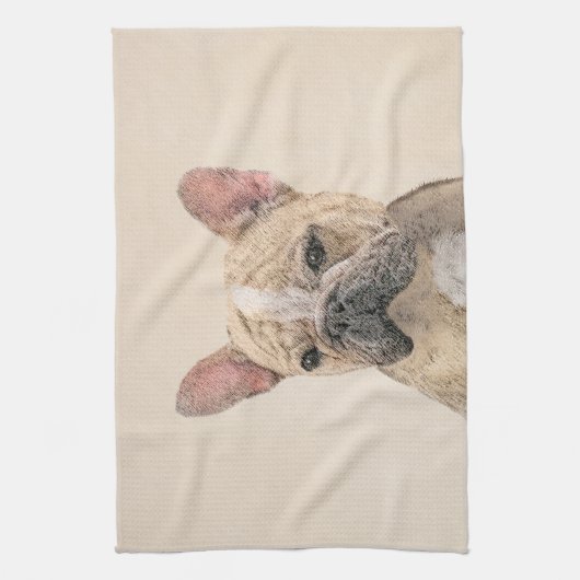 Französischer Bulldog (Sable) Gemälde - Niedlich O Küchentuch (Vertikal)
