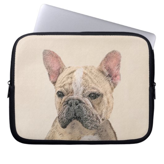 Französischer Bulldog (Sable) Gemälde - Niedlich O Laptopschutzhülle (Vorderseite)