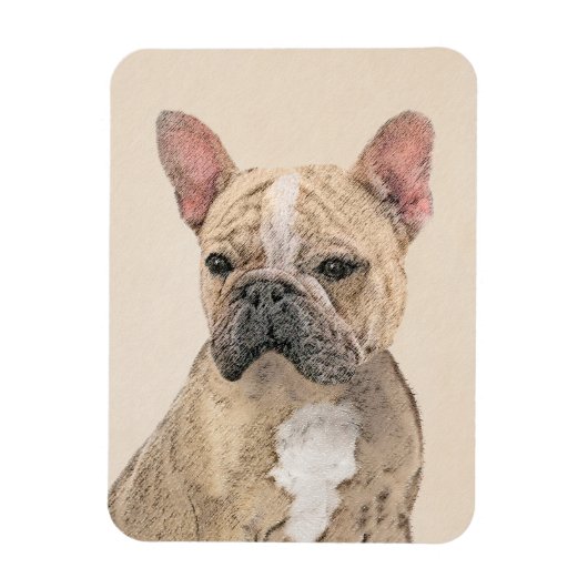 Französischer Bulldog (Sable) Gemälde - Niedlich O Magnet (Vertikal)