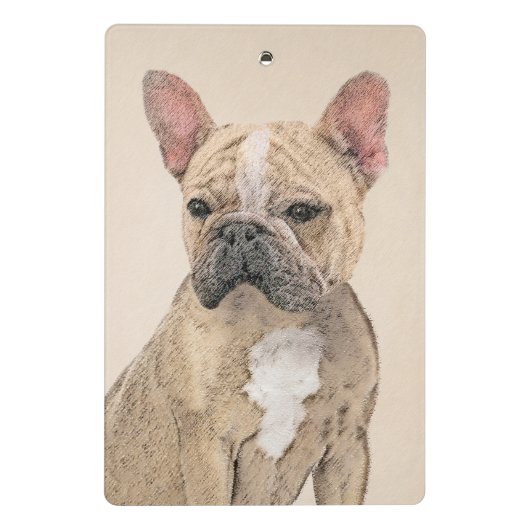 Französischer Bulldog (Sable) Gemälde - Niedlich O Mini Klemmbrett (Rückseite)