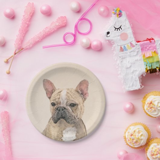 Französischer Bulldog (Sable) Gemälde - Niedlich O Pappteller (Party)