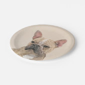 Französischer Bulldog (Sable) Gemälde - Niedlich O Pappteller (Schrägansicht)