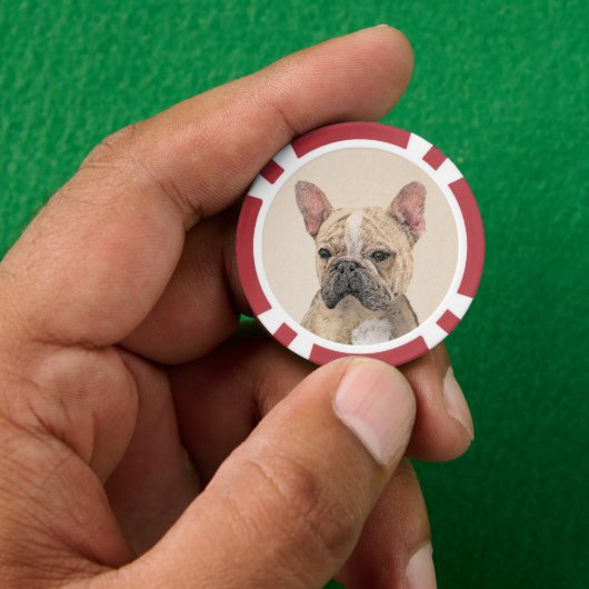 Französischer Bulldog (Sable) Gemälde - Niedlich O Pokerchips (Hand)