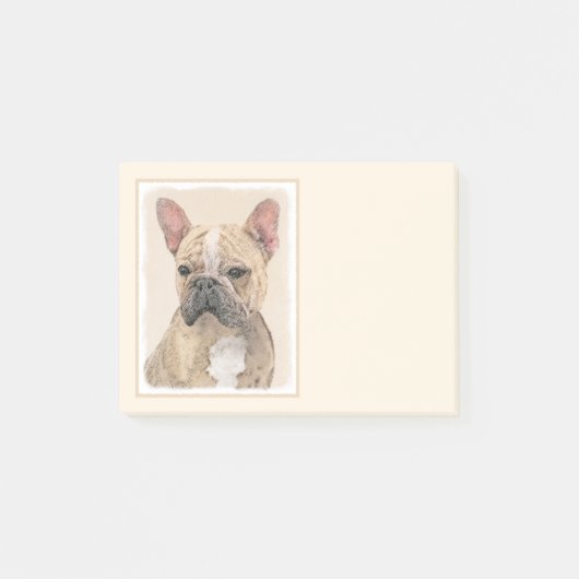 Französischer Bulldog (Sable) Gemälde - Niedlich O Post-it Klebezettel (Vorderseite)